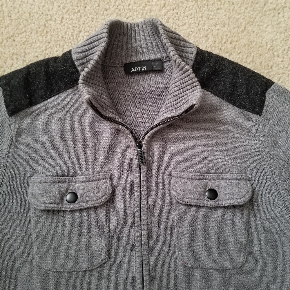 ♻️ Men's Apt 9 Grey Zip Up Collared Sweater ♻️ - Picture 4 of 14